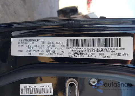 2014 Ram 1500 Lone Star z USA, uszkodzony, nr VIN 1C6RR6LT5ES403867